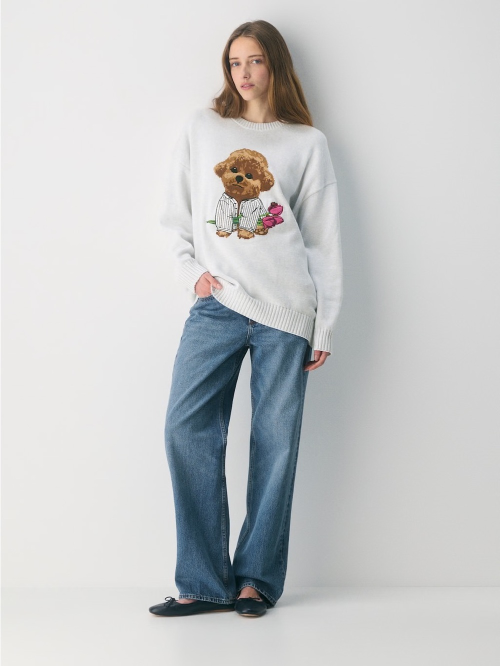 NWT - Sunday Best Cotton Charm Peggy Icon Sweater - Size 2XS - Hthr Cl Wt /Brown